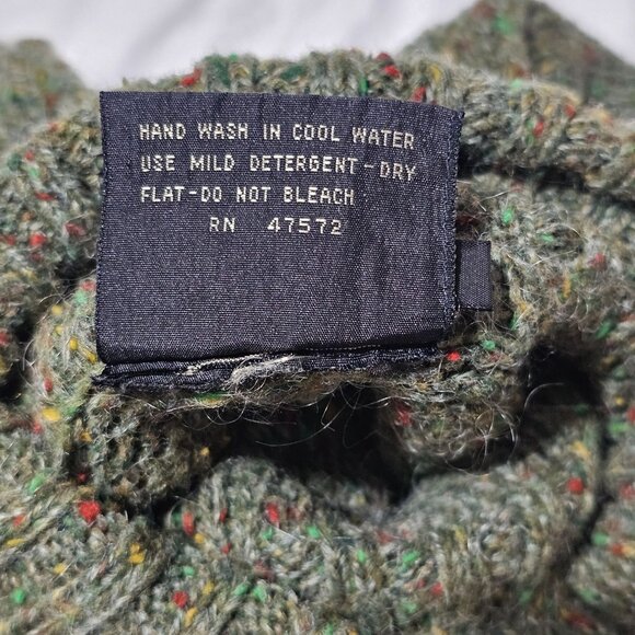 Vintage Duet Creations Hand Wash Green Knit Sweater With Lace Trim & Striped Sle - Picture 5 of 9